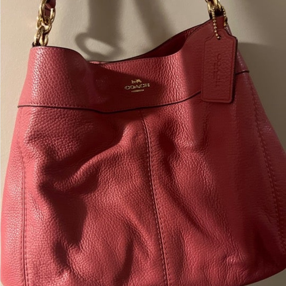 Pink pebble leather Lexy Coach handbag